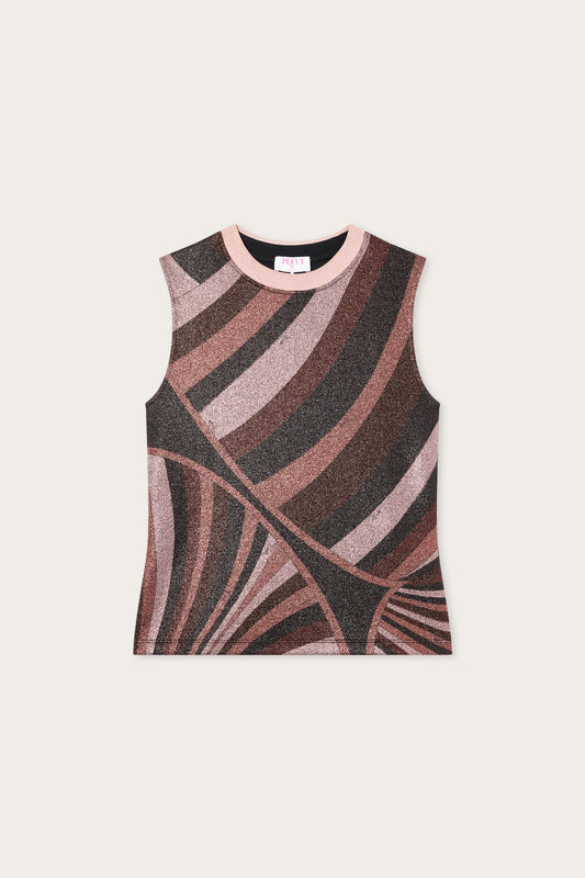 Iride Print Lurex Jersey Top