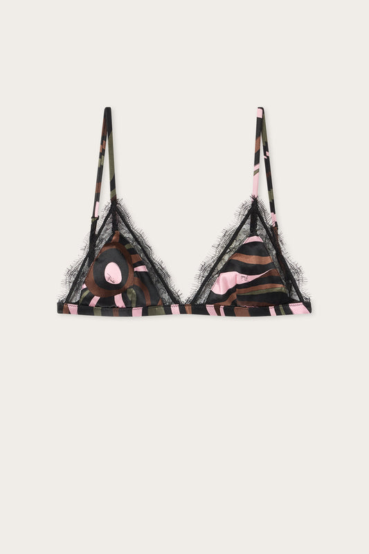 Marmo Print Stretch Silk Satin Bralette