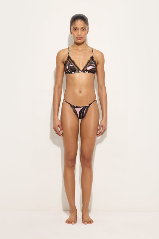 Marmo Print Stretch Silk Satin Bralette