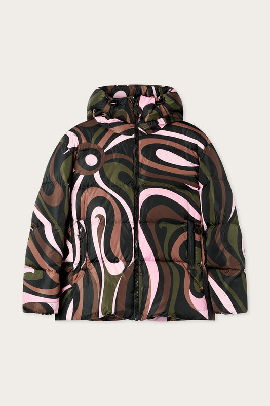 Marmo Print Down Jacket