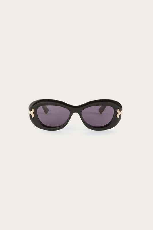 Fishtail-Embellished Oval Sunglasses
