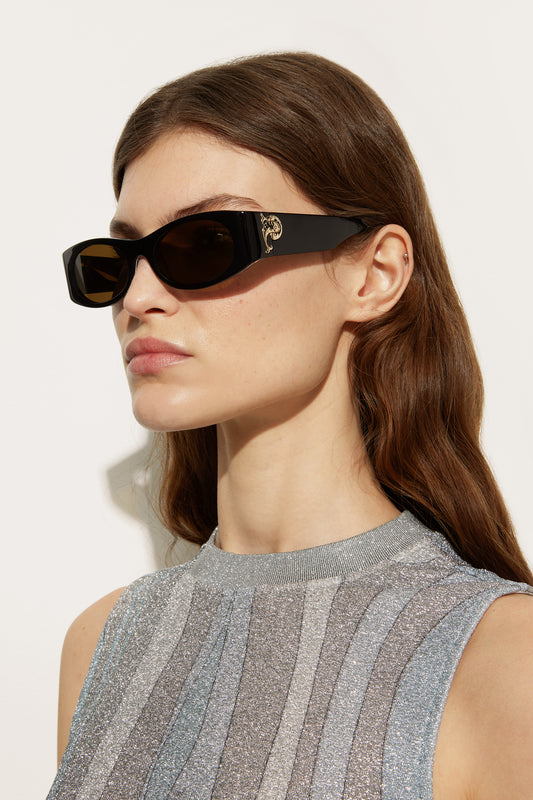 Oval Sunglasses with Printed Temples