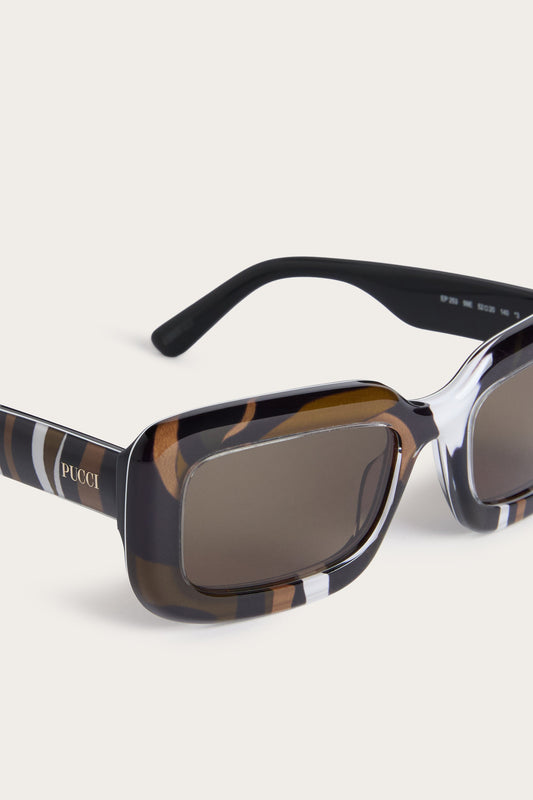 Occhiali da sole rettangolari in stampa Marmo