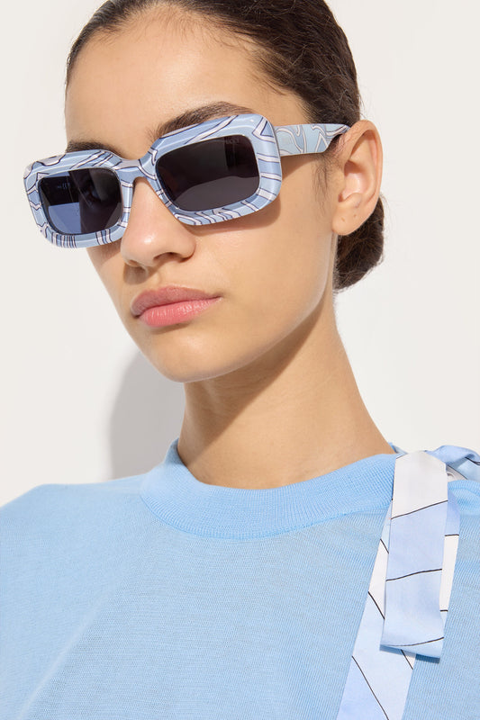 Occhiali da sole rettangolari in stampa Labirinto