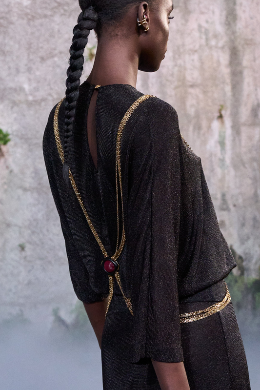 Lurex Blouse with Gold detail