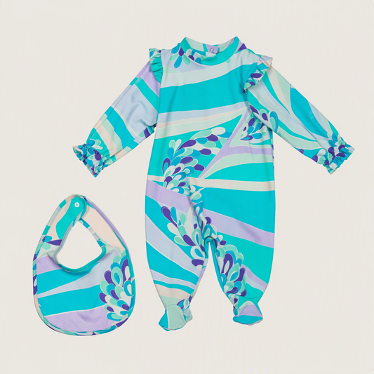 Romper Suit with Bib and Hat