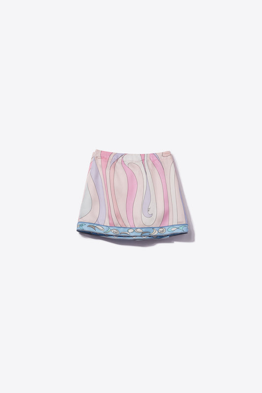 Marmo-Print Wrap Skirt