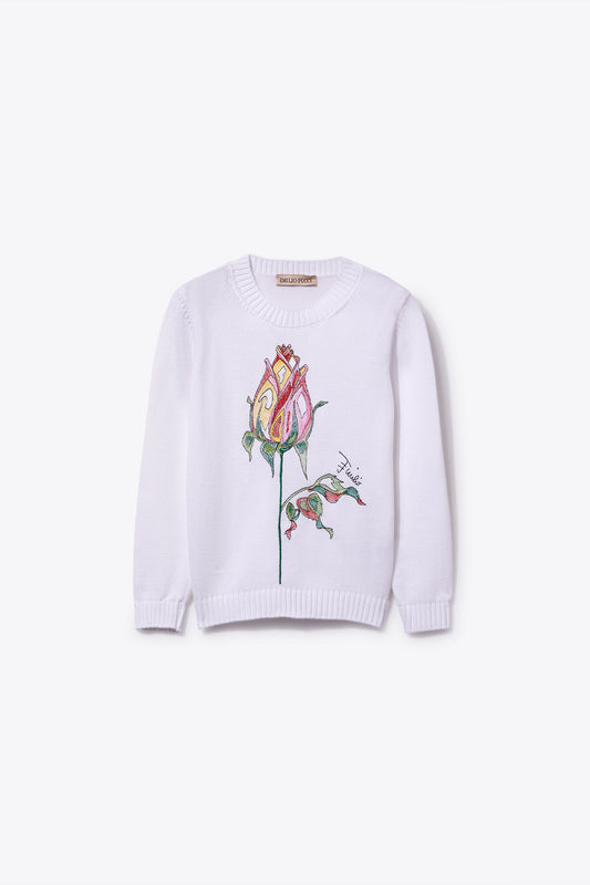 Rosa-Embroidered Cotton Sweater