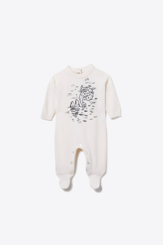 Pucci P-Embroidered Wool Babygrow