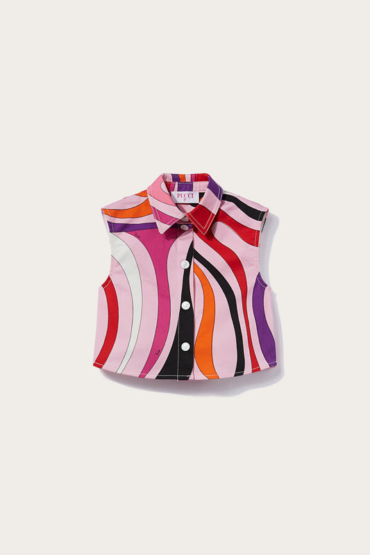 Marmo-Print Sleeveless Shirt