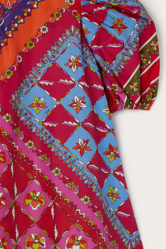 Festa Print Dress with Balloon Sleeves