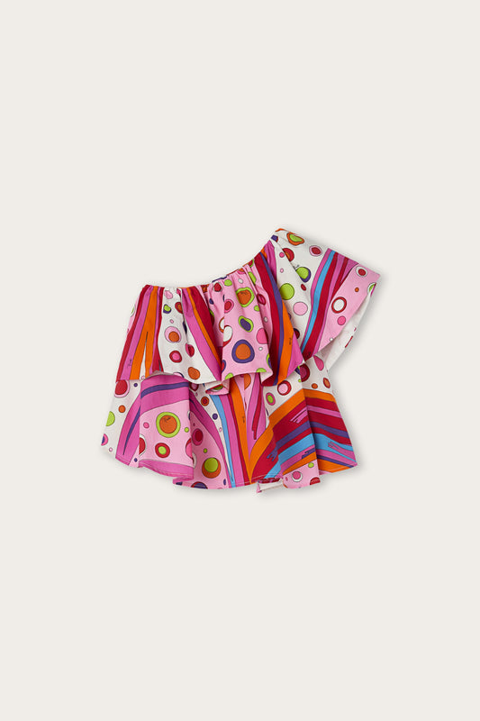 Fontane Print One-Shoulder Top