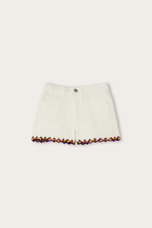 Shorts with Embroidered Edges
