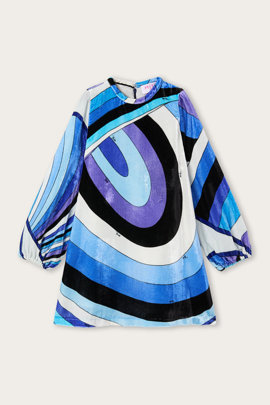 Abito in Velluto in Stampa Iride