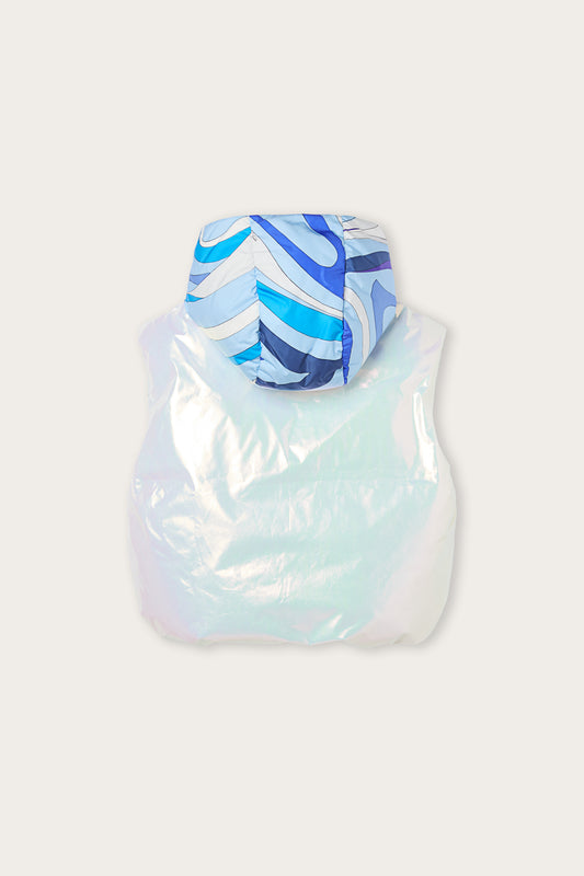 Holographic Effect Sleeveless Down Jacket