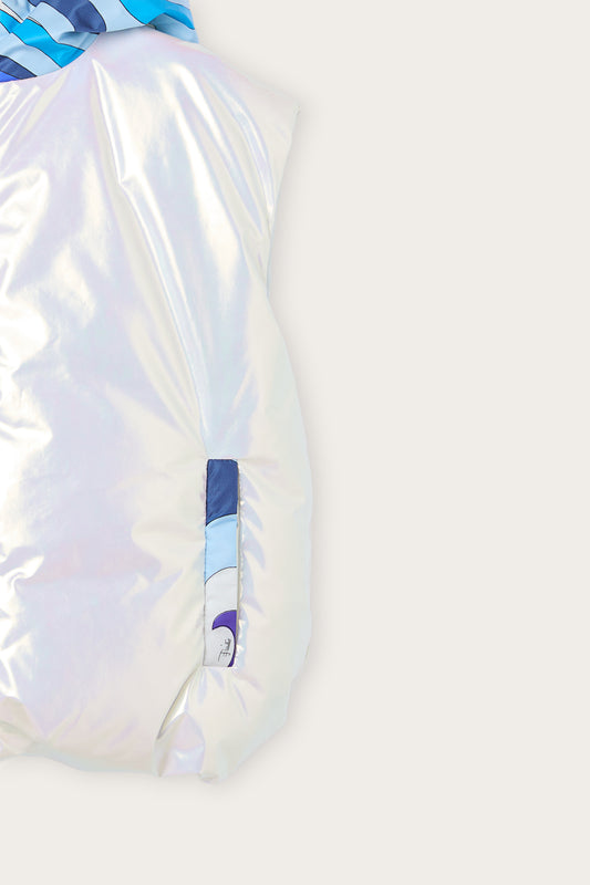 Holographic Effect Sleeveless Down Jacket