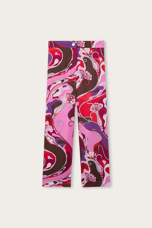 Pantaloni in Stampa Orchidee