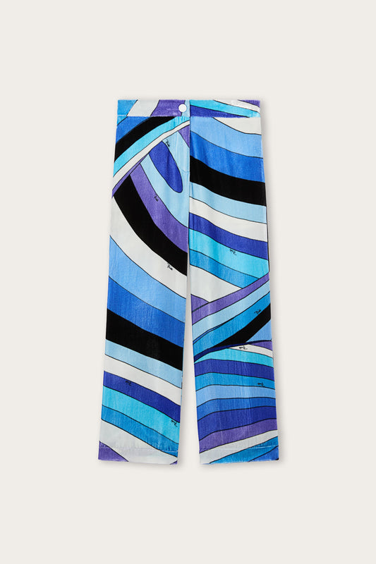 Pantaloni in Velluto in Stampa Iride