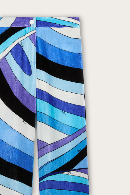 Pantaloni in Velluto in Stampa Iride