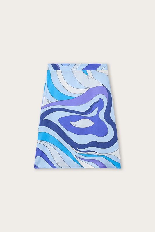 Marmo Print Satin Skirt