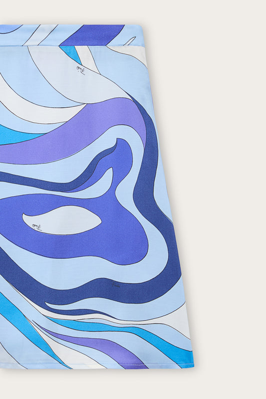 Marmo Print Satin Skirt