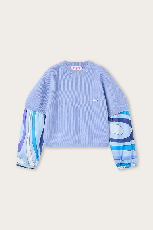 Sweater with Printed Sleeves