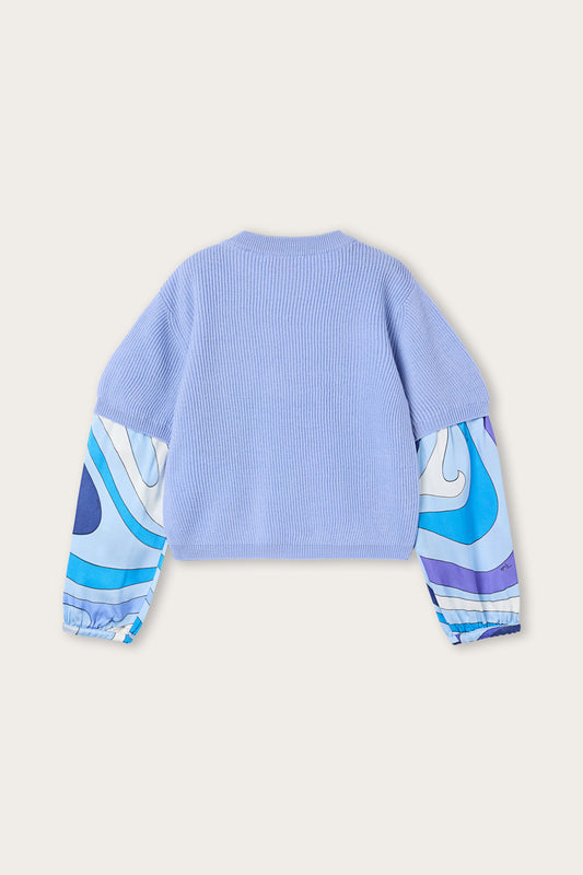 Sweater with Printed Sleeves