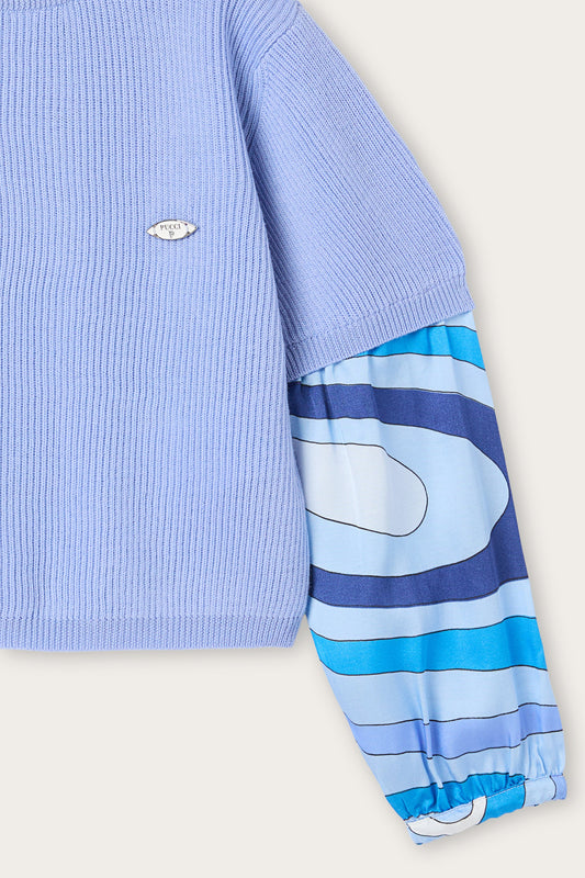 Sweater with Printed Sleeves
