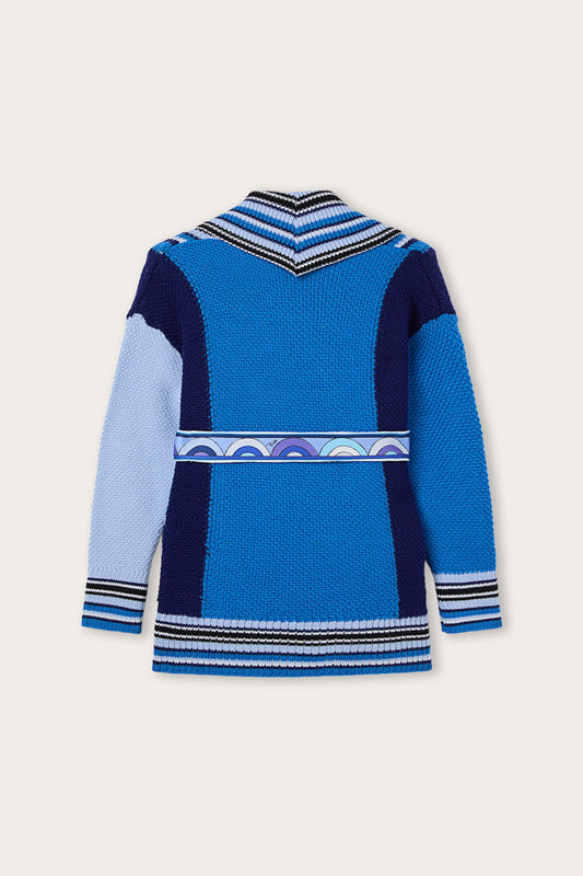 Cardigan con Cintura a Contrasto