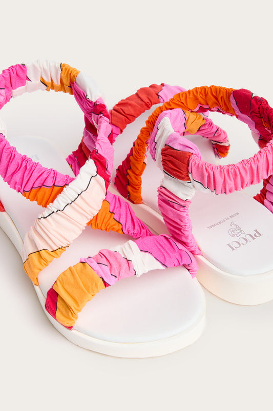 Iride Print Cross-Strap Sandals