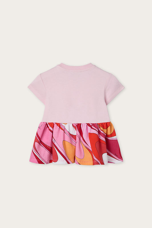 Logo Dress with Printed Skirt