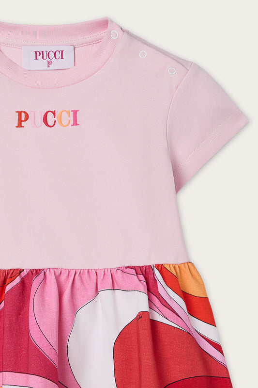 Logo Dress with Printed Skirt