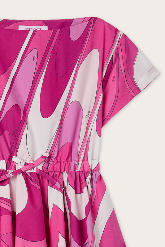 Onde Print Dress with Asymmetrical Skirt