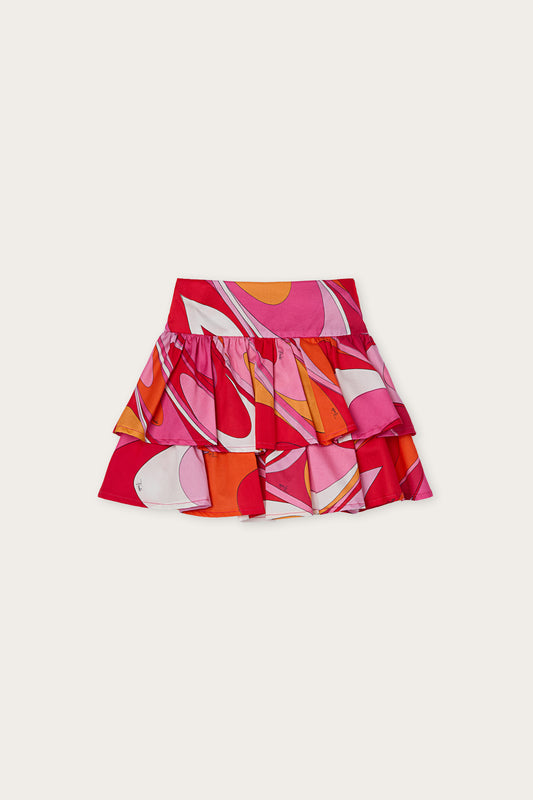 Onde Print Satin Skirt