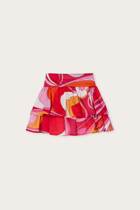 Onde Print Satin Skirt