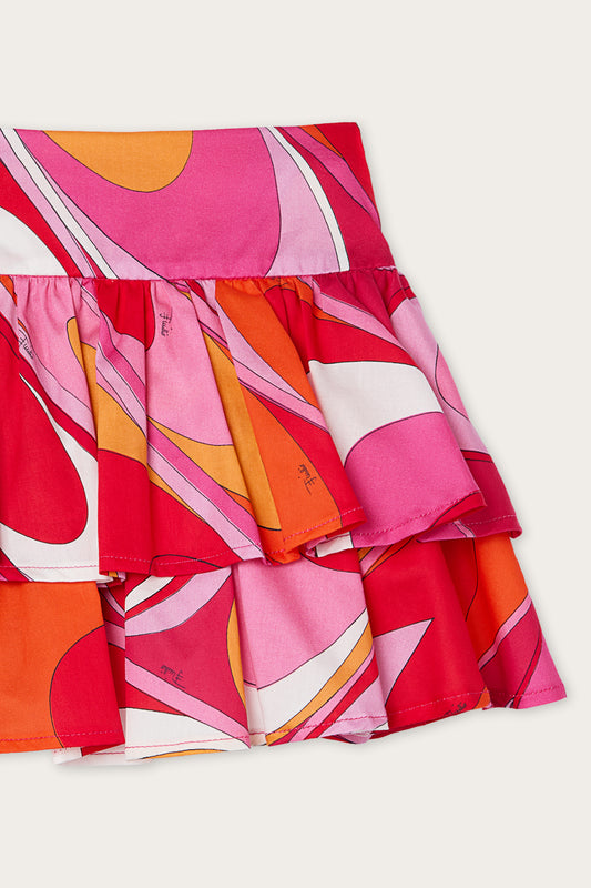 Onde Print Satin Skirt