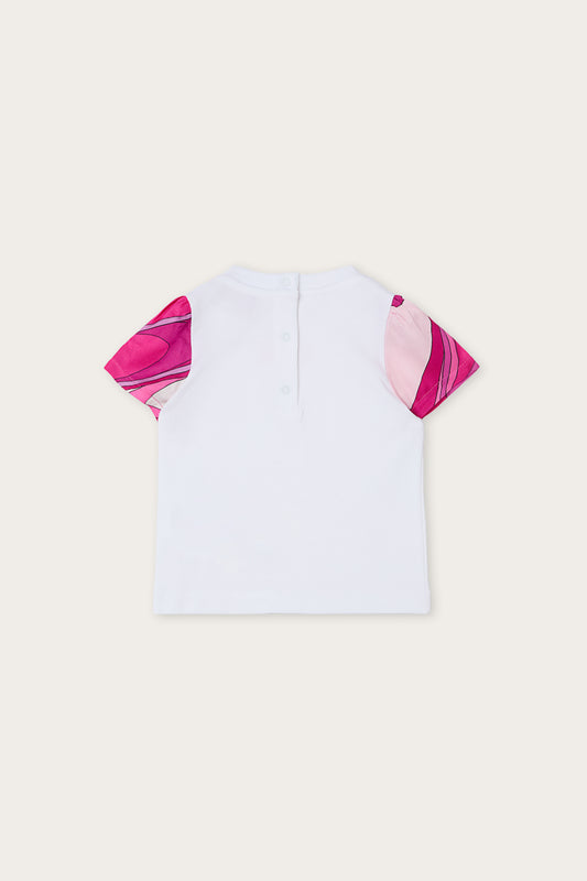 T-shirt with Logo and Printed Sleeves