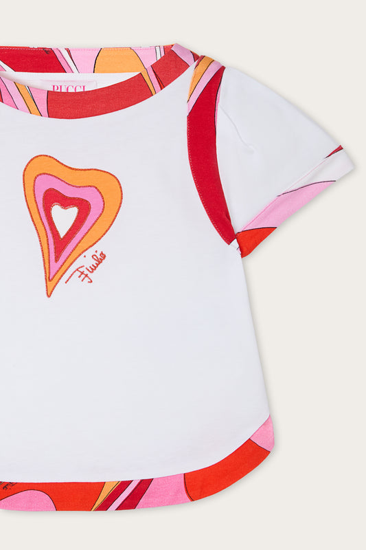 T-shirt with Printed Trim