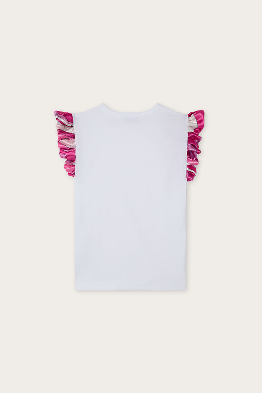 T-shirt with Satin Sleeves