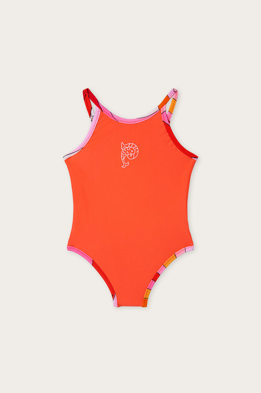 One-Piece Swimsuit with Fish Logo