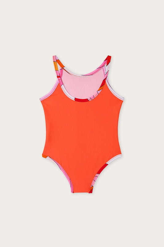 One-Piece Swimsuit with Fish Logo