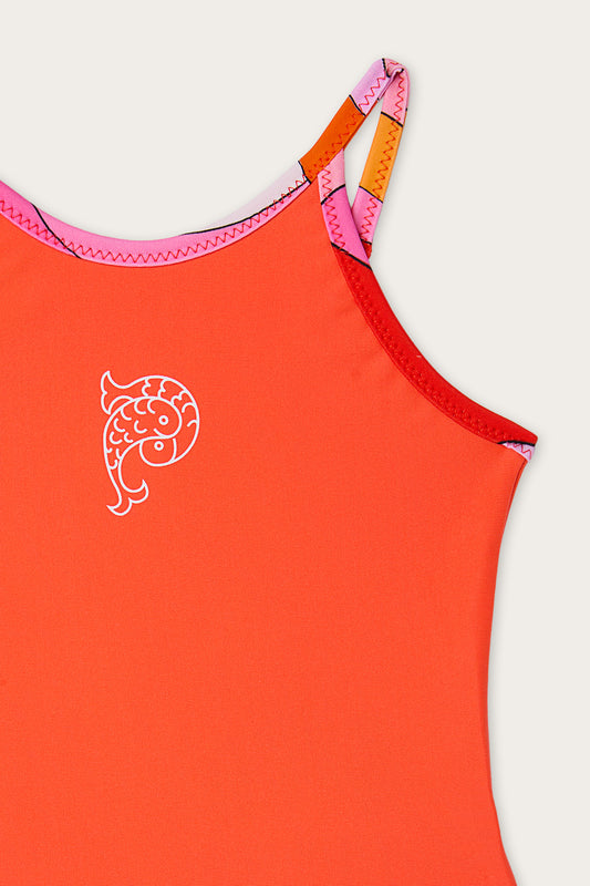 One-Piece Swimsuit with Fish Logo