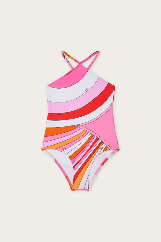 Iride Print Cross-Over One-Piece Swimsuit