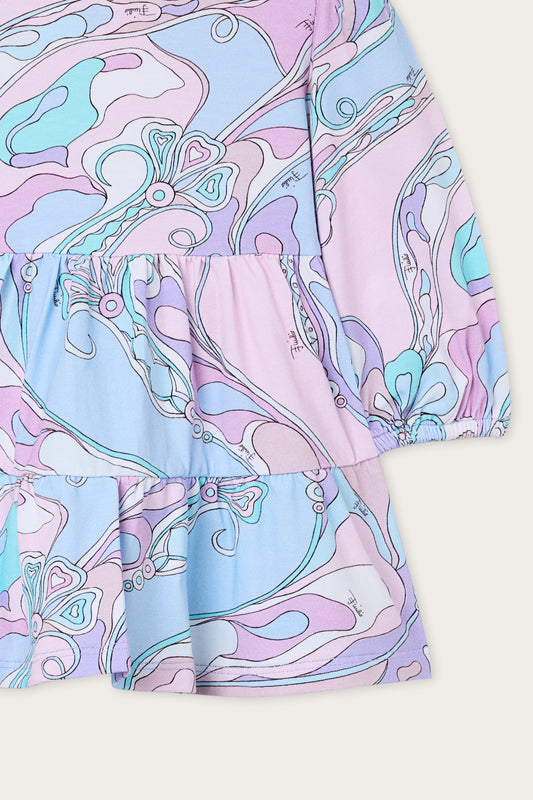 Abito in Cotone in Stampa Orchidee