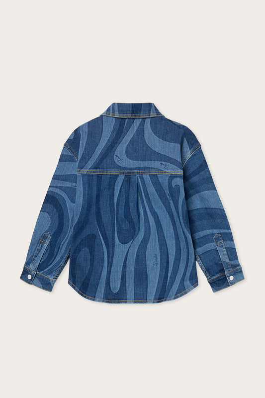 Marmo Print Denim Shirt
