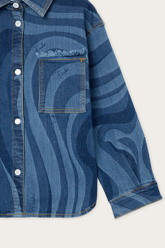 Marmo Print Denim Shirt