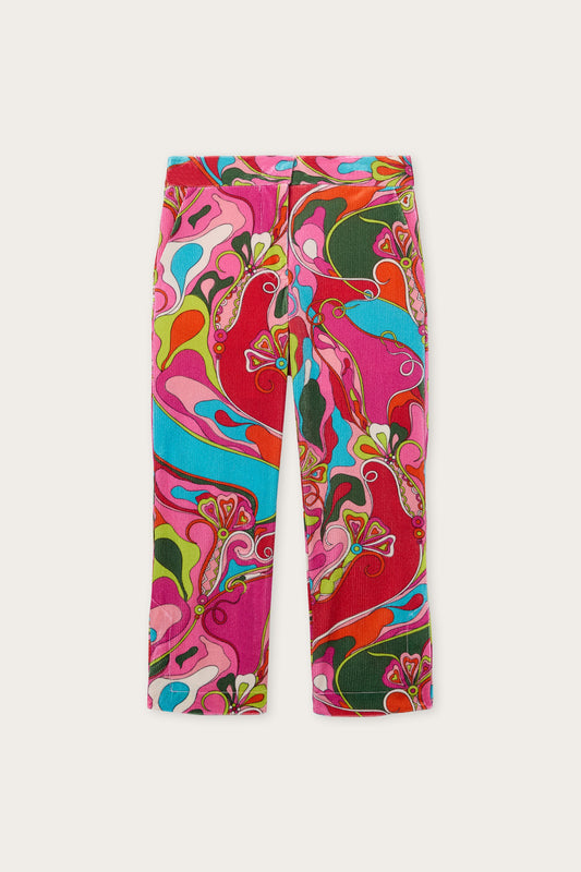 Orchidee Print Velvet Pants