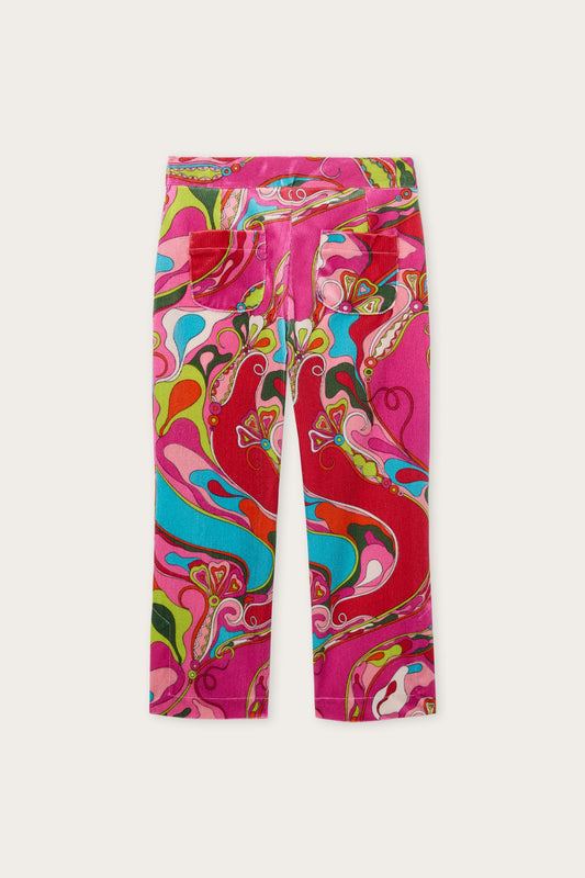Orchidee Print Velvet Pants
