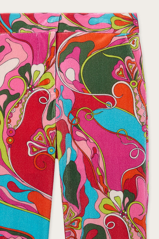 Orchidee Print Velvet Pants