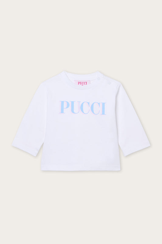 T-shirt a Maniche Lunghe in Cotone Biologico con Logo